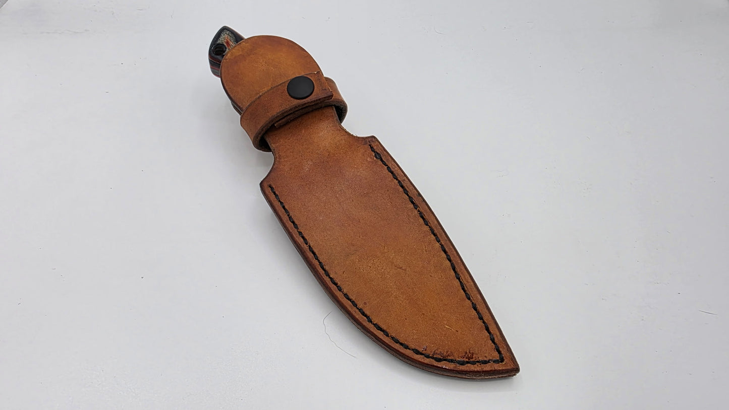Hand-Forged Custom Outdoorsman Knife with Handmade Leather Sheath