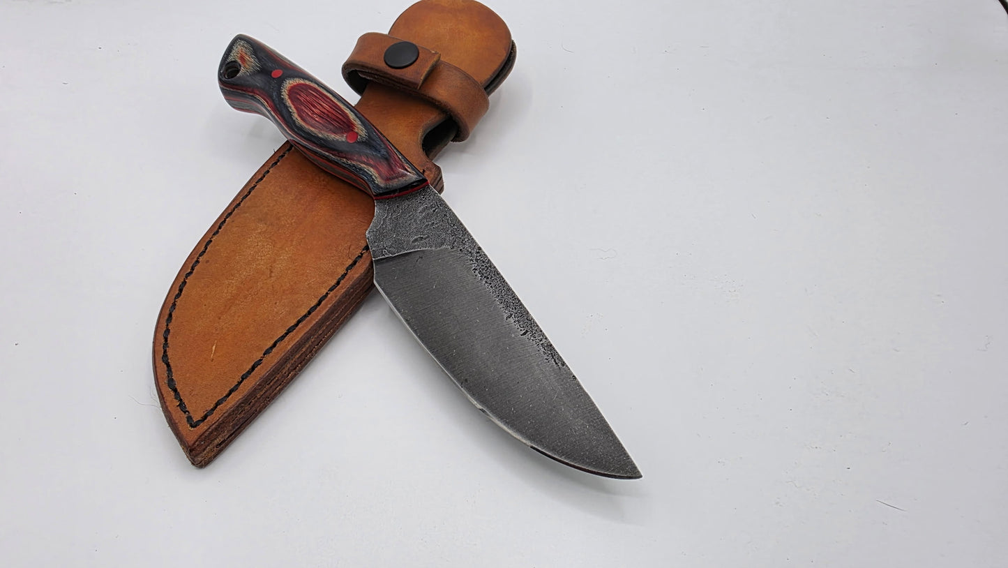 Hand-Forged Custom Outdoorsman Knife with Handmade Leather Sheath